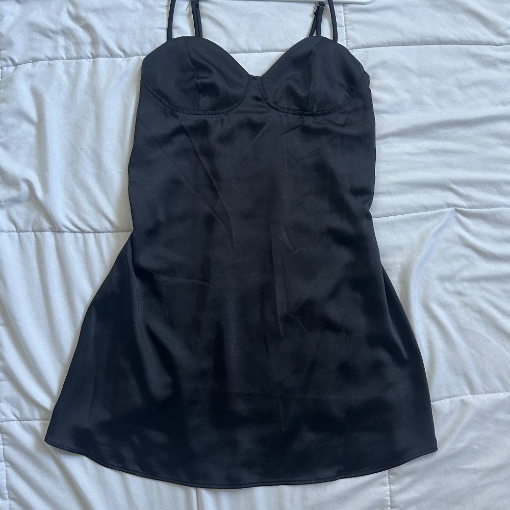 Wild Fable Black Satin Mini Dress